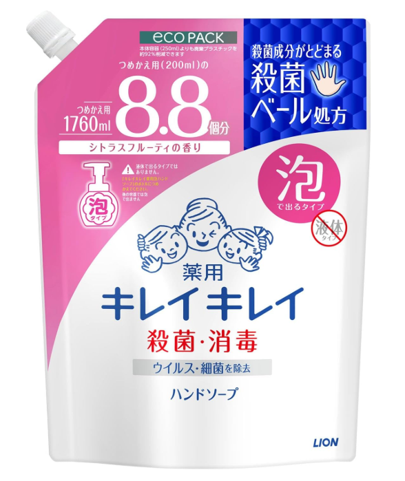 Kirei Kirei Medicated Foaming Hand Soap Citrus Fruity Scent Refill 1760ml Sterilization Japan